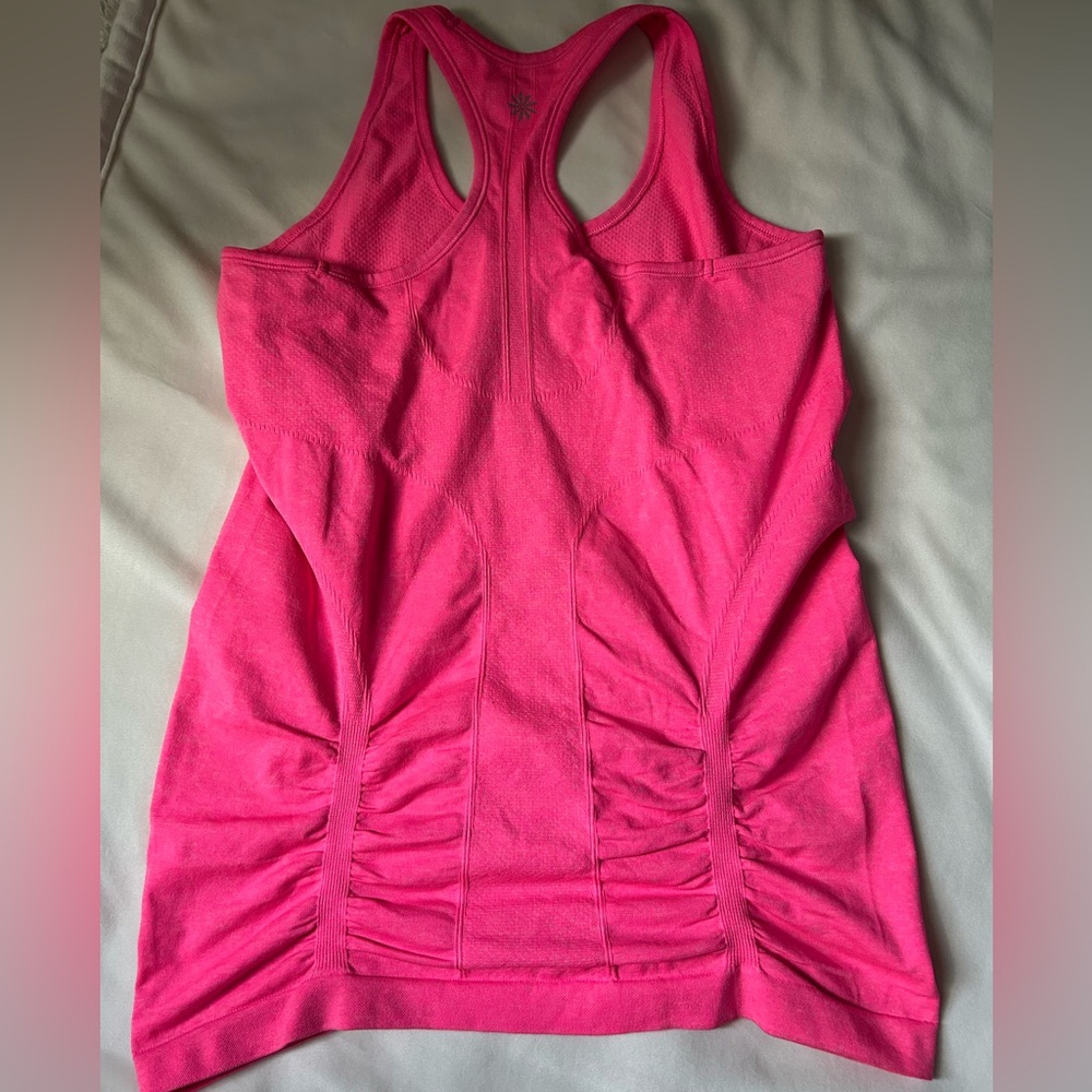 Athleta Pink Racerback Ruched Tank Top - Picture 2 of 9
